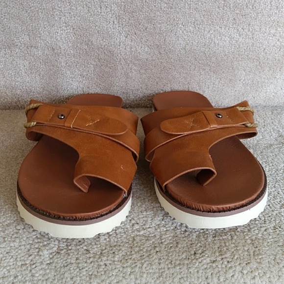 Flat Slipper Wedge Strap Rope Sandal M Brown - Picture 4 of 14